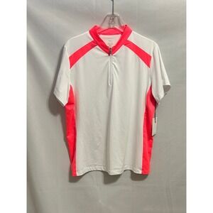 NWT Tail White Label XXL Quarter Zip Golf Tennis Top White Short Sleeve Sun Prot